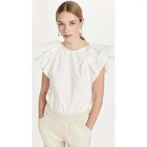 Rachel Comey Brink Off White Top with Flutter Sleeves Size 4 100% Cotton Shopbop